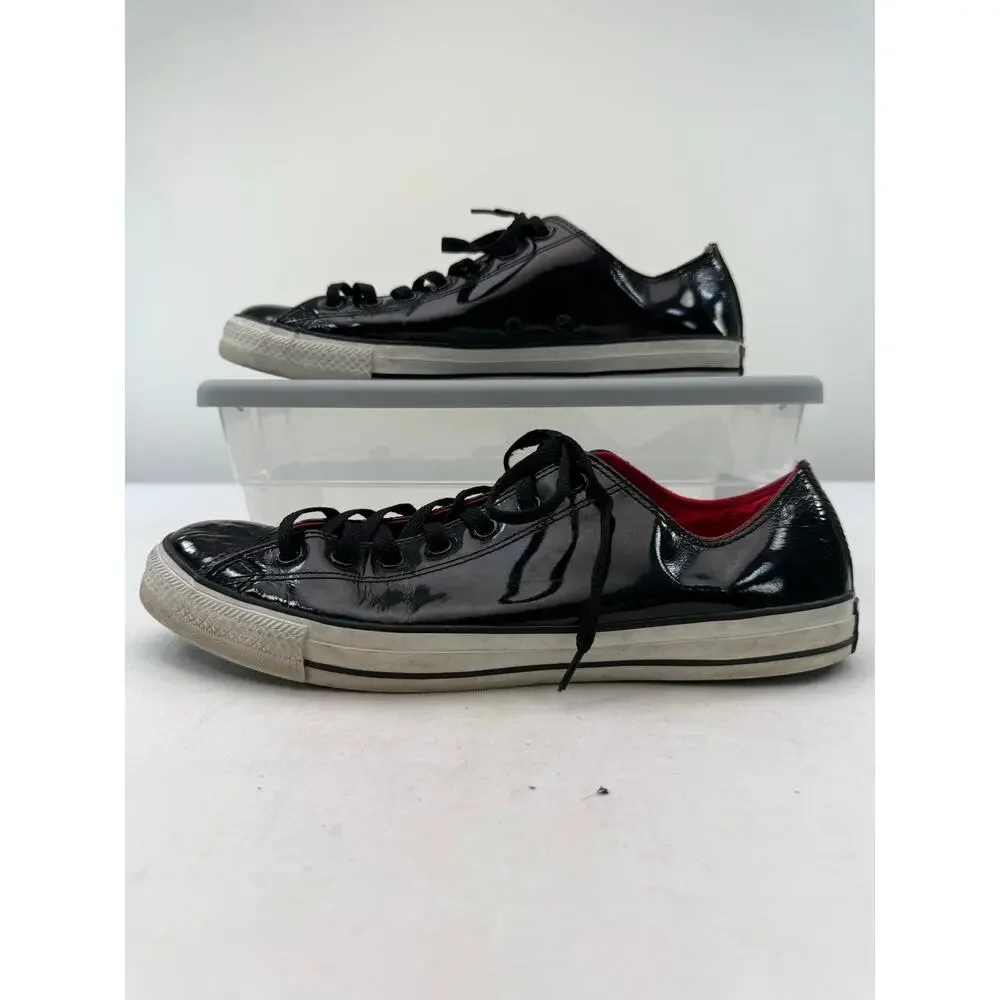 Converse All Star Vintage Y2K Black Patent Crinkle Leather Sneakers Men’s 11 Low